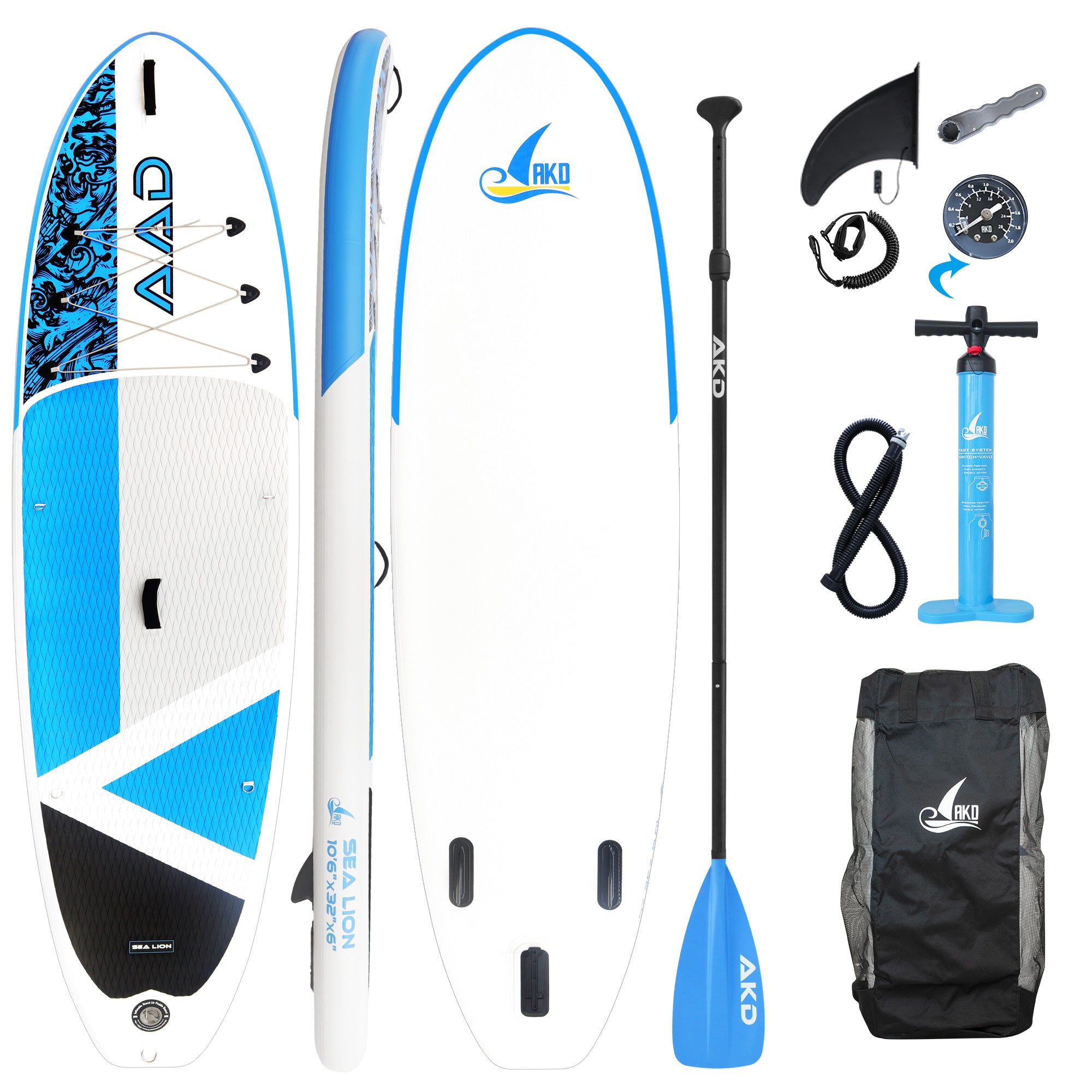 AKD SeaLion 10'6 "XL Stand Up Paddle Board SUP 320x86x15cm 160kg / 337L (Bleu)