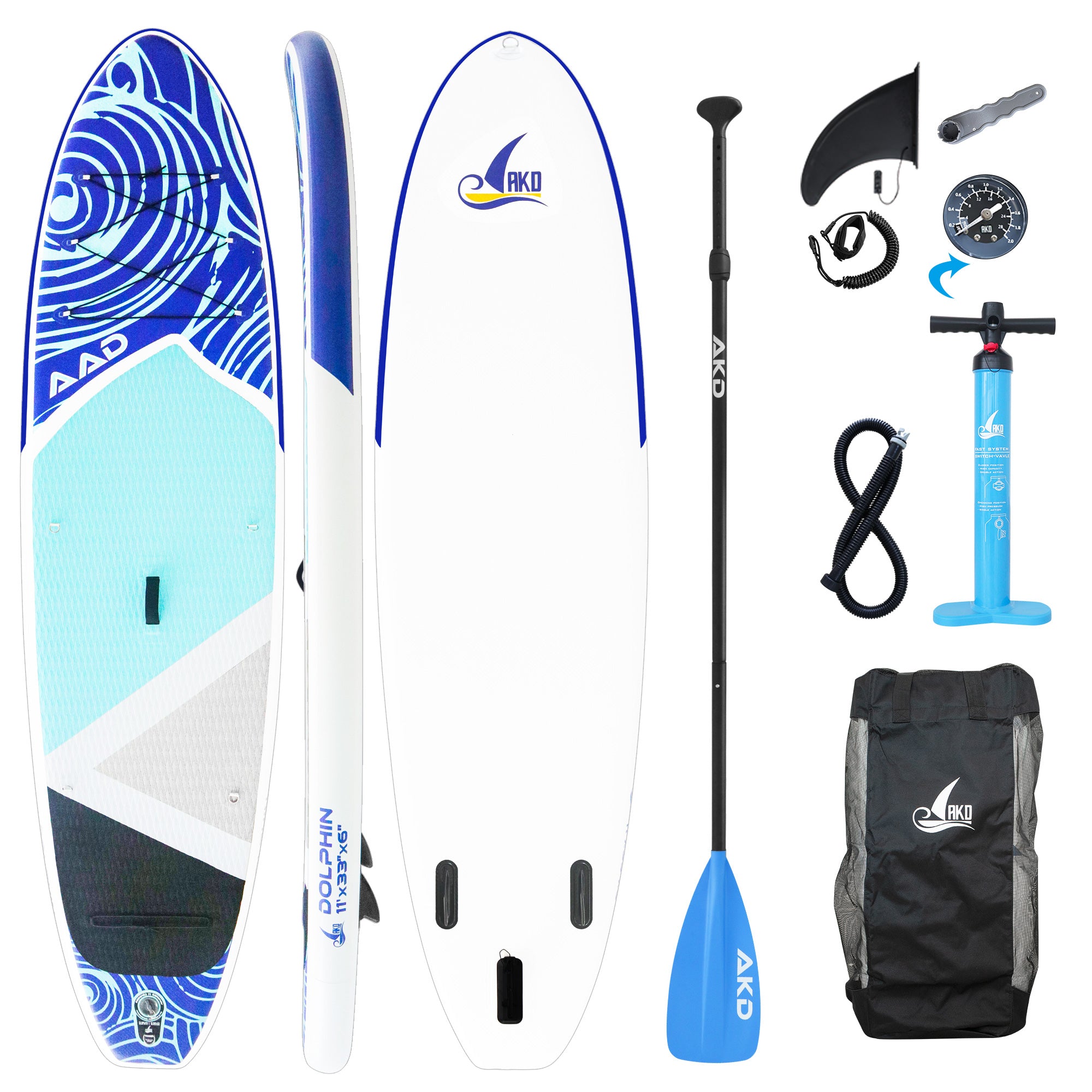 AKD DOLPHIN Stand Up Paddle Board 11' 335x83x15cm SUP Board 170kg/346L (Blue)